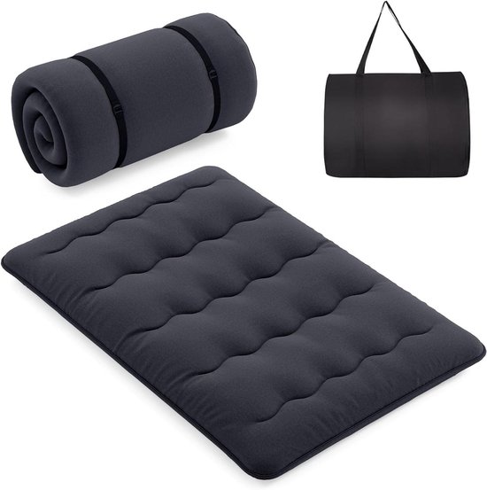 Japanse Futon Matras - Vloermat Tatami - Comfortabel Slapen - Afneembare Wasbare Hoes - 140x200cm - Zwart