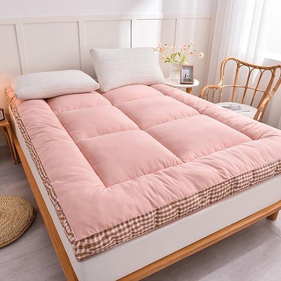 Japanse Futon Matras - Vloermatras Gastenmatras - Comfortabel Slapen - Opvouwbaar Draagbaar - 200 cm - Roze