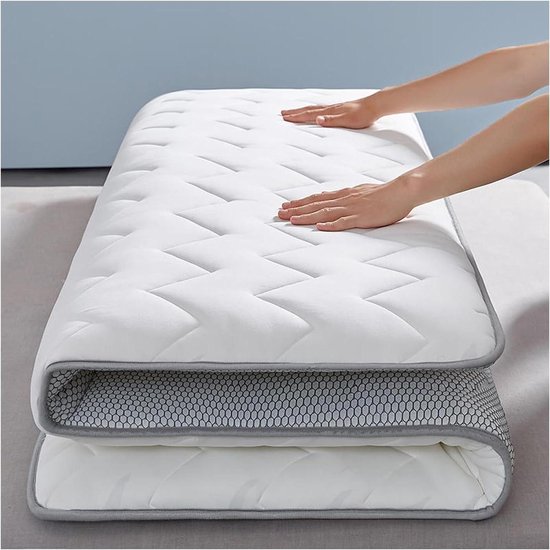 Japanse Futon Matras - Vloermatras Kamperen - Comfortabel Slapen - Dubbele Laag Randen - 180x200CM - Grijs