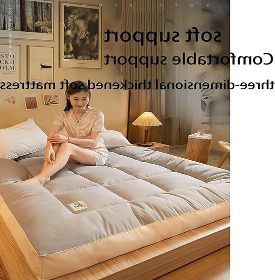 Japanse futon matras - Vloermatras oprolbaar - Comfortabel slapen - Opvouwbaar en draagbaar - 120x200cm - Donker