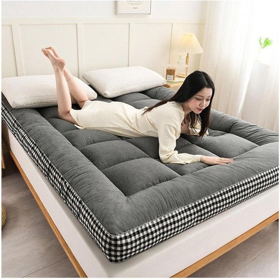 Japanse Futon Matras - Vloermatras Opvouwbaar - Comfortabel Slapen - Ademend Vochtregulerend - Diverse Maten - Grijs