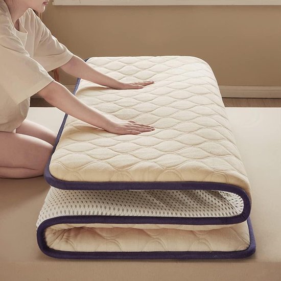 Japanse Futon Matras - Vloermatras Opvouwbaar - Comfortabel Slapen - Met Latex Laag - 100x200cm - Wit van Merkloos