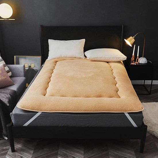 Japanse Futon Matras - Vloermatras Opvouwbaar - Comfortabel Slapen - Stevige Rugondersteuning - 90 x 200 cm - Kameel