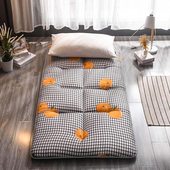 Japanse Futon Matras - Vloermatras Opvouwbaar - Gastenslapen Kamperen - Hoge Dichtheid Vulling - 180x200cm - Grijs