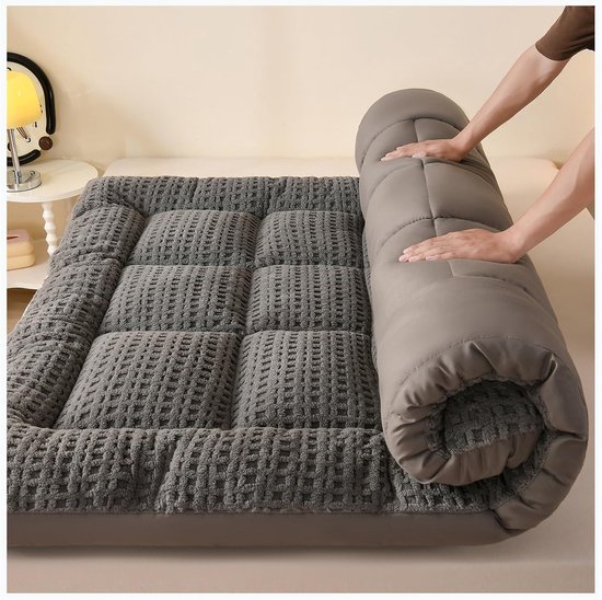 Japanse Futon Matras - Vloermatras Slaapmat - Comfortabel Slapen - 8cm Dik - 180x200 cm - Donkergrijs