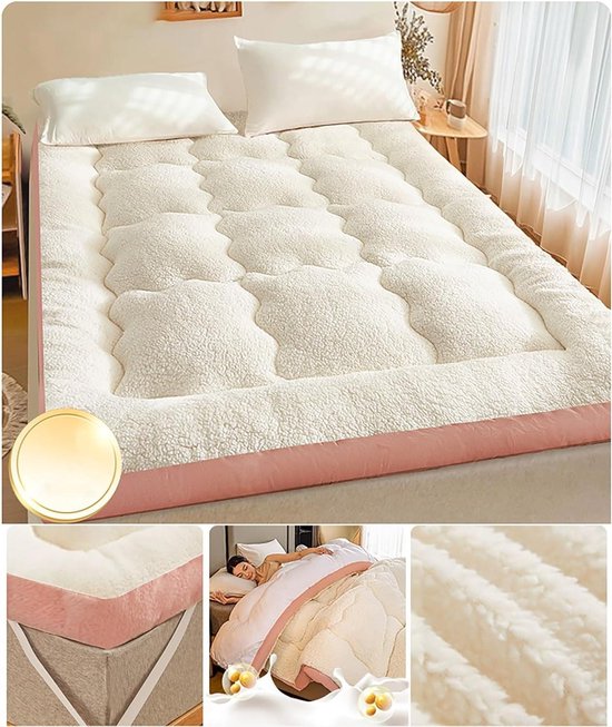 Japanse Futon Matras - Vloermatras Student - Flexibel Slapen - Opvouwbaar Draagbaar - 90x190cm - Roze