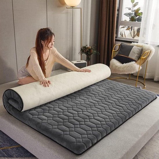 Japanse Futon Matras - Vloermatras Tatami - Comfortabel Slapen - Meerlaags Structuurontwerp - 120x200cm - Grijs