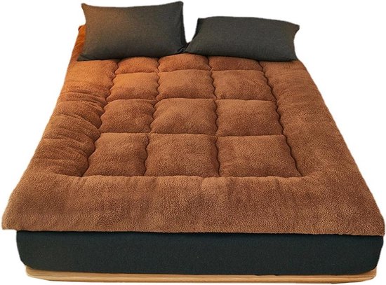 Japanse Futon Matras - Vloermatras Tatami - Comfortabel Slapen - Opvouwbaar Draagbaar - 90x200cm - Bruin