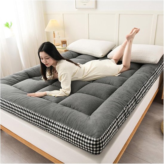 Japanse Futon Matras - Vloermatras Tatami - Comfortabel Slapen - Traditioneel Ontwerp - 80x190cm - Grijs