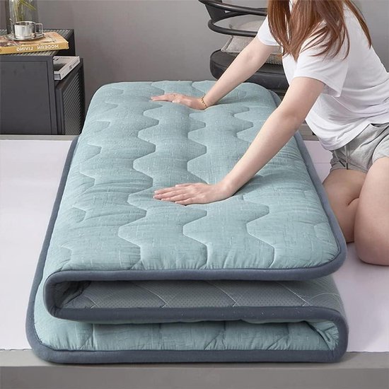 Japanse Futon Matras - Vloermatras Topper - Comfortabel Slapen - Huidvriendelijk Pluche - 180x200cm - Groen