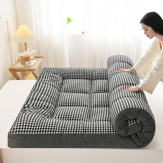 Japanse futonmatras - Oprolbare matras - Gastvrij slapen - 10 cm dikke vulling - 200x200cm - Lichtgrijs