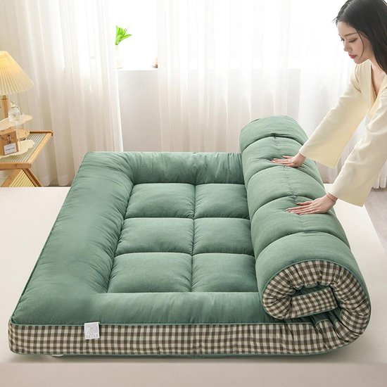 Japanse Futonmatras - Oprolbare Matras Slaapbank - Gastenslaap Comfort - 10 cm Dikke Vulling - 150 x 200 cm - Groen