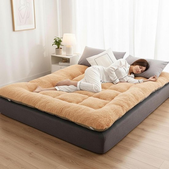 Japanse Futonmatras - Oprolbare Slaapmat - Comfortabel Slapen - Extra Dik Gewatteerd - 120x200cm - Oranje van Merkloos