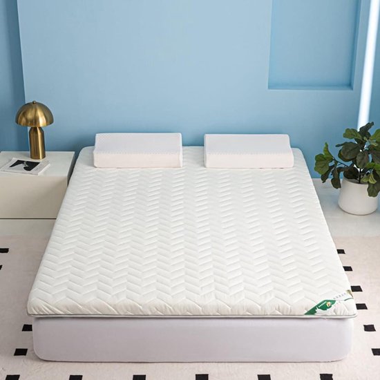 Japanse futonmatras - Oprolbare slaapmat - Compact slapen - Ademend en opvouwbaar - 60 x 150 cm - Wit