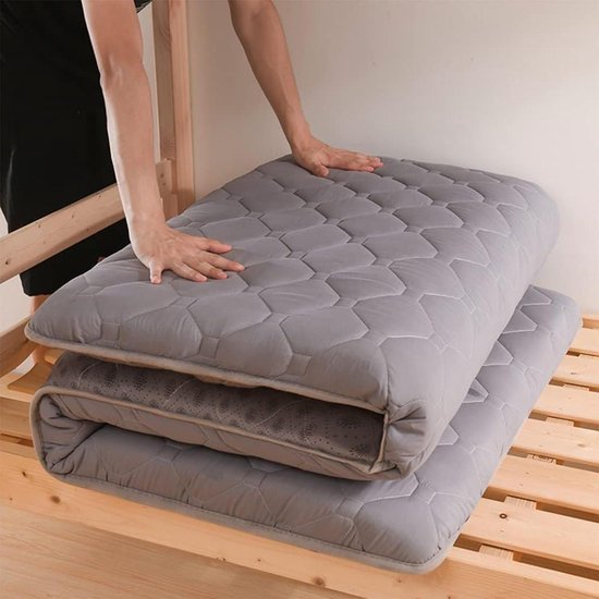 Japanse futonmatras - Opvouwbaar matras - Comfortabel slapen - Oprolbaar ontwerp - 90 x 200 cm - Grijs