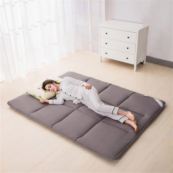 Japanse futonmatras - Opvouwbaar slaapbed - Comfortabel slapen - Traagschuim ondersteuning - 90 x 200 cm - Grijs