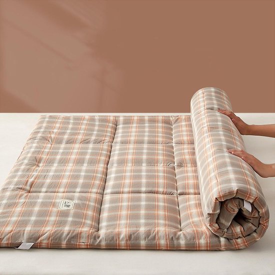 Japanse futonmatras - Opvouwbaar vloermatras - Comfortabel slapen - Ademend katoen - 7 cm dik - Wit