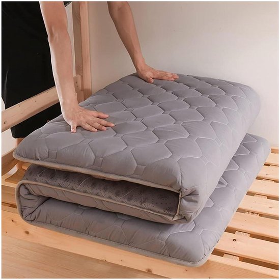 Japanse futonmatras - Opvouwbare slaapmat - Ruimtebesparend slapen - Antislip ontwerp - 180 x 200 cm - Grijs