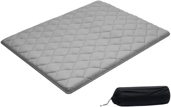 Japanse futonmatras - Opvouwbare tatami vloermatras - Queen size 203x152x6,4 cm - 9-laags - Inclusief opbergtas en bevestigingsmateriaal - Voor meditatie, yoga en logees - Grijs van Merkloos