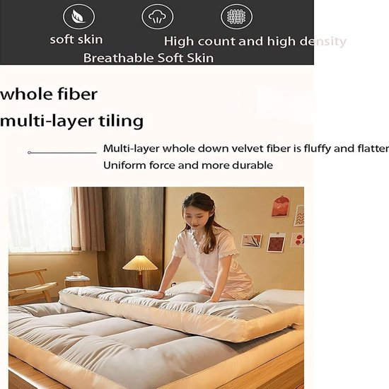 Japanse Futonmatras - Vloerbed - Comfortabel slapen - Extra dik - Oprolbaar - Zacht