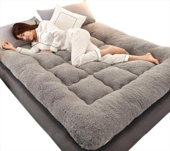 Japanse futonmatras - Vloerbed draagbaar - Comfortabel slapen - Extra dikke stof - Twin 90x200cm - Grijs