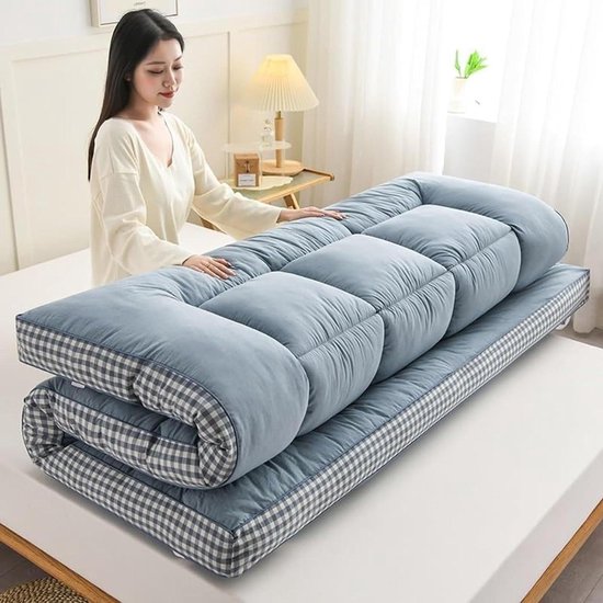 Japanse futonmatras - Vloerbed oprolbaar - Comfortabel slapen - Draagbaar en opvouwbaar - Een- en tweepersoons - Grijs