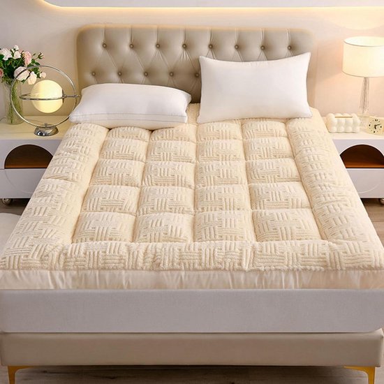 Japanse futonmatras - Vloerbedtopper topper - Logeren en slapen - Dikke warme katoen - 120 x 200 cm - Beige