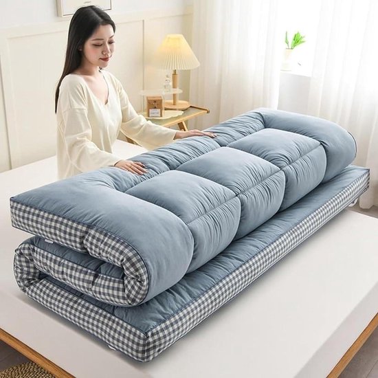 Japanse Futonmatras - Vloermat Slaapmat - Comfortabel Slapen - Opvouwbaar Draagbaar Ontwerp - 90 x 200 cm - Grijs