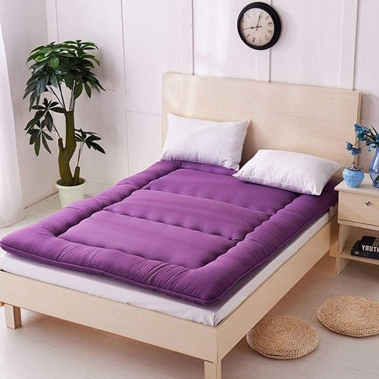 Japanse Futonmatras - Vloermat Slapen - Comfortabel Slapen - Rug Gelijkmatige Lijn - 180x200cm - Paars van Merkloos
