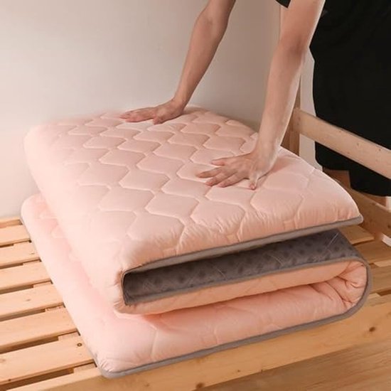 Japanse futonmatras - Vloermatras campingbed - Comfortabel slapen - Opvouwbaar draagbaar ontwerp - 120 x 200 cm - Roze
