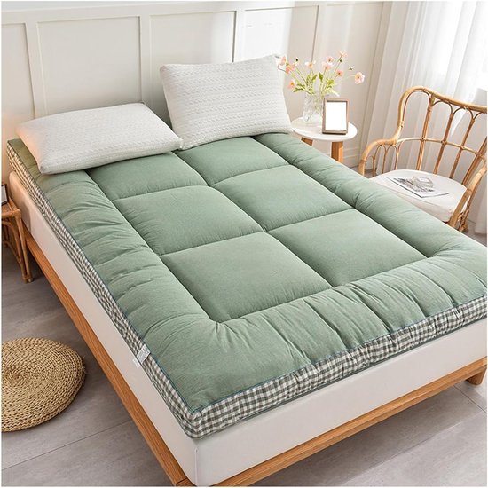 Japanse futonmatras - Vloermatras logeerbed - Ruimtebesparend slapen - Opvouwbaar ontwerp - 80 x 200 cm - Groen