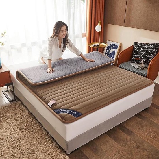 Japanse futonmatras - Vloermatras oprolbaar - Compact slapen - Hoge dichtheid schuim - Full 120x200cm - Kaki