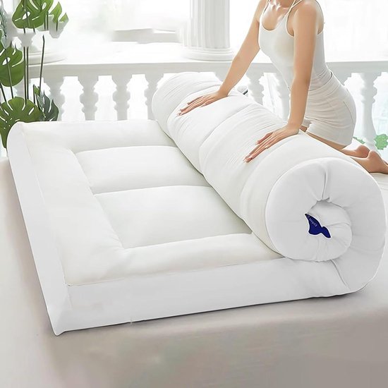 Japanse futonmatras - Vloermatras oprolbaar - Ruimtebesparend slapen - Veelzijdige slaapoplossing - 180 x 200 cm - Wit