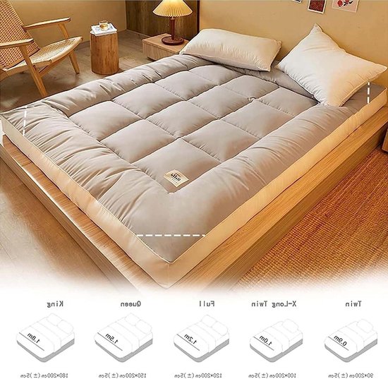 Japanse futonmatras - Vloermatras opvouwbaar - Comfortabel slapen - Drielaags ontwerp - 150 x 200 cm - Donkerblauw