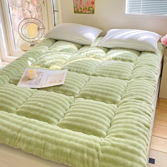Japanse futonmatras - Vloermatras opvouwbaar - Comfortabel slapen - Veergevoerd en zacht - 90 x 200 cm - Groen