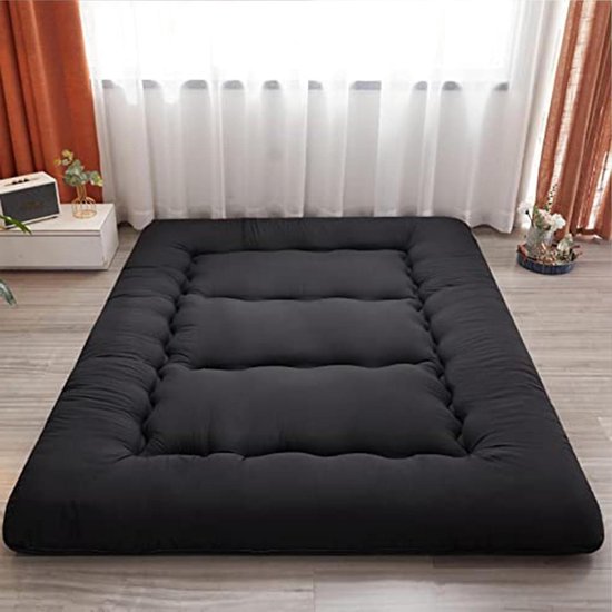 Japanse Futonmatras - Vloermatras Opvouwbaar - Ruimtebesparend Slapen - 5-laags Ontwerp - 90x200cm - Zwart