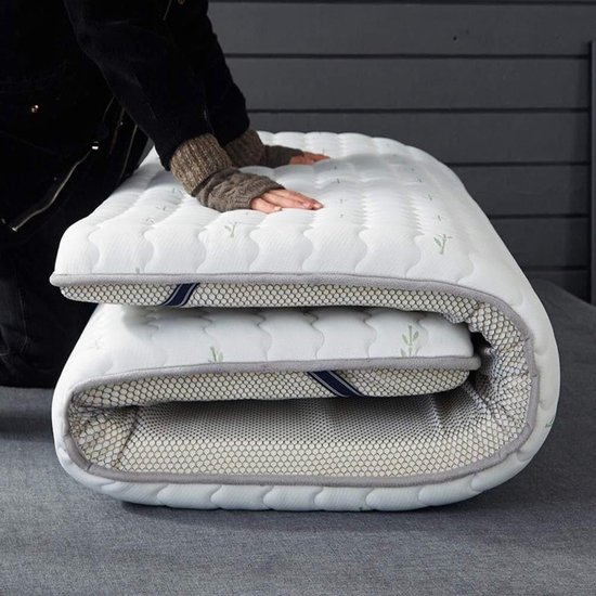Japanse futonmatras - Vloermatras Opvouwbaar - Ruimtebesparend Slapen - Ademende Gebreide Stof - 90x200cm - Wit