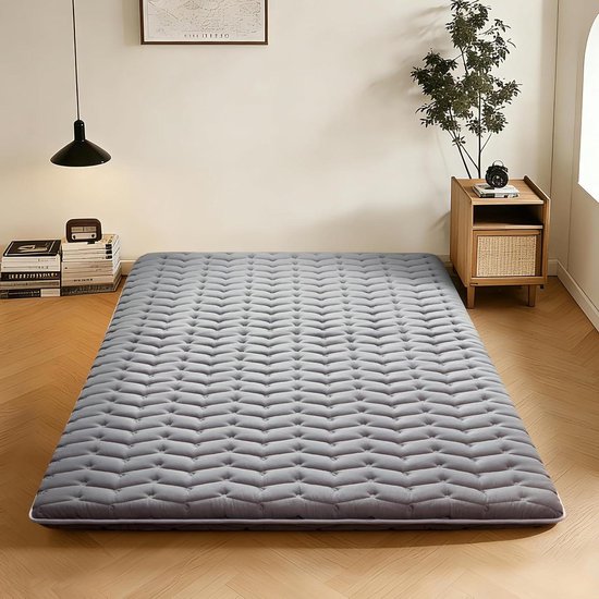 Japanse futonmatras - Vloermatras slaapkussen - Comfortabel slapen - 9-laags schuimstructuur - Queen 80x60 inch - Donkergrijs van Merkloos