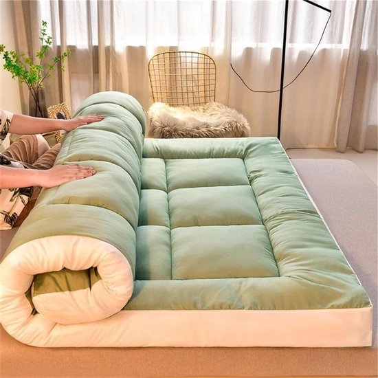 Japanse futonmatras - Vloermatras slaapmat - Comfortabel slapen - Oprolbaar en opvouwbaar - 90x200 cm - Grijs