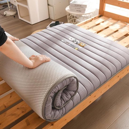 Japanse futonmatras - Vloermatras slaapmat - Comfortabel slapen - Opvouwbaar draagbaar ontwerp - 180x200 cm - Grijs