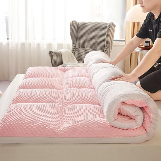 Japanse Matras - Opvouwbaar Bed - Comfortabel Slapen - Huidvriendelijk Katoen - 120x200 cm - Roze