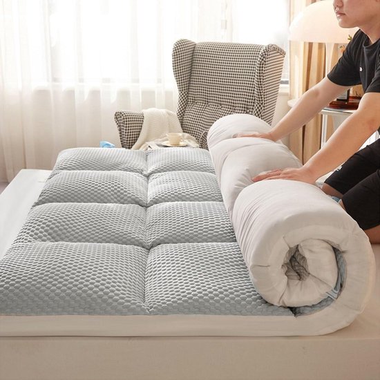 Japanse Matras - Vloermatras Slapen - Comfortabel Rusten - Opvouwbaar en Draagbaar - 120x200cm - Grijs