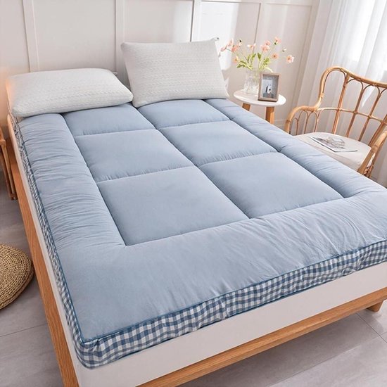 Japanse oprolbare futonmatras - Vloermatras slaapbank - Comfortabel slapen - Huidvriendelijke stof - 90x200 cm - Blauw