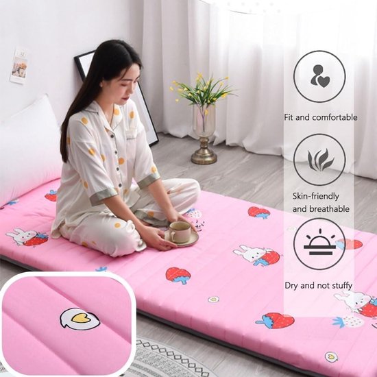 Japanse Oprolbare Matras - Dunne Futon Matras - Comfortabel Slapen - Ergonomisch Ontwerp - 5 cm dik - Aardbei