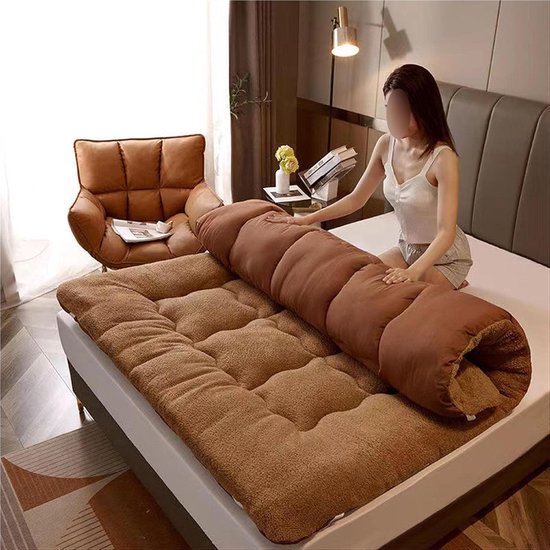 Japanse Opvouwbare Matras - Vloermatras Kamperen - Comfortabel Slapen - Huidvriendelijk Gebreid Katoen - 90x200 cm - Grijs