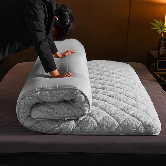 Japanse slaapfuton,dikker Japanse Futon Matras voor kinderen,Opvouwbare vloerbank Tatami-mat voor volwassenen,oprollen gastenslaapmatje,Draagbaar kampeerbed,blijf warm,Grijs,100x200cm(39x79in)