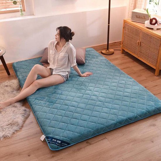 Japanse Slaapmat - Opvouwbare Futon - Comfortabel Slapen - Meerlaags Ontwerp - 150 x 200 cm - Blauw