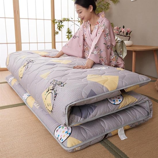 Japanse Slaapmat - Vloermat Gastenmat - Flexibel Slapen - Opvouwbaar Draagbaar - 90x200cm - Bloemenprint