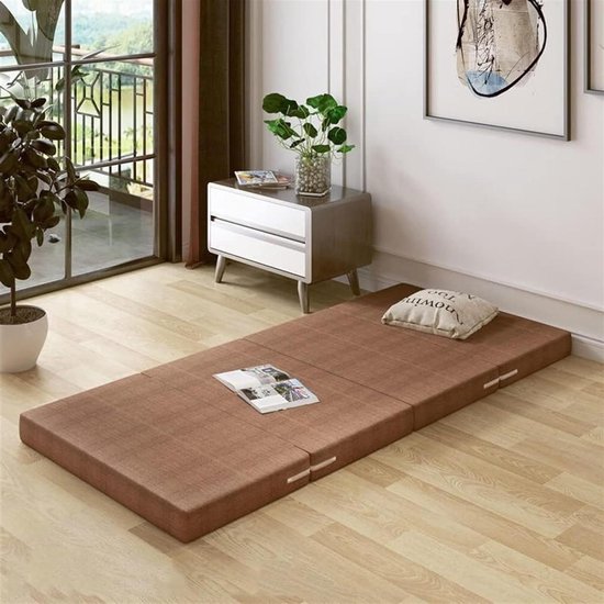 Japanse Slaapmat - Vloermatras Futon - Comfortabel Slapen - Schuim met Hoge Dichtheid - 70x200x10cm - Bruin