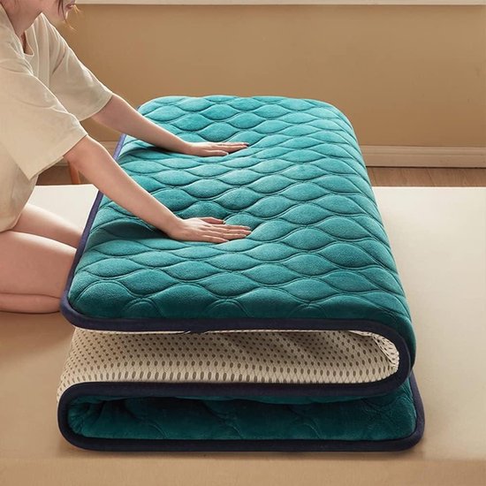 Japanse Slaapmatras - Futon Vloermatras - Comfortabel Slapen - Meerlagige Structuur - 120x200cm - Blauw